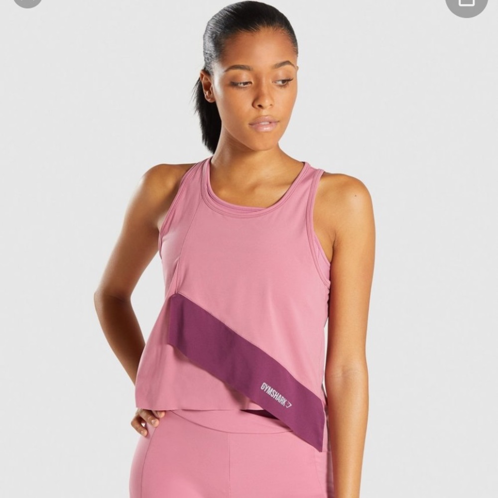 Gymshark Asymmetric Vest - Dusky Pink/Dark Ruby
